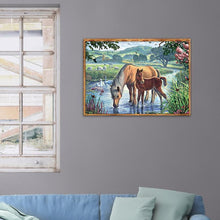 Charger l&#39;image dans la galerie, Boire du cheval - peinture en diamant complet - 40x30cm
