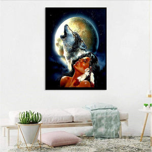 Loups - peinture en diamant complet - 30x40cm