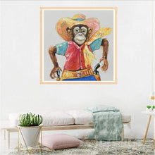 Charger l&#39;image dans la galerie, Singe - diamant rond complet - 30x30cm
