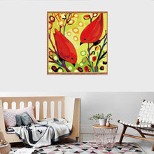 Charger l&#39;image dans la galerie, Oiseaux - diamant rond complet - 30x30cm

