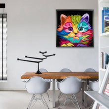 Charger l&#39;image dans la galerie, Chat coloré - diamant rond complet - 30x30cm

