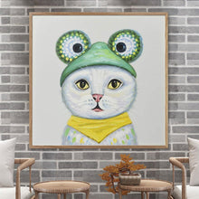 Charger l&#39;image dans la galerie, Chat littéraire - diamant rond complet - 30x30cm
