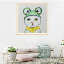Charger l&#39;image dans la galerie, Chat littéraire - diamant rond complet - 30x30cm
