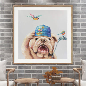 Oiseau de chien - diamant rond complet - 30x30cm