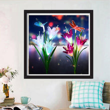 Charger l&#39;image dans la galerie, Fleur de libellule - diamant rond complet - 30x30cm
