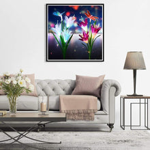 Charger l&#39;image dans la galerie, Fleur de libellule - diamant rond complet - 30x30cm
