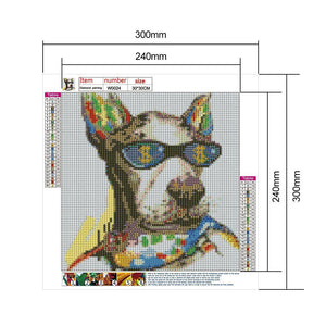 Beau chien - diamant rond complet - 30x30cm