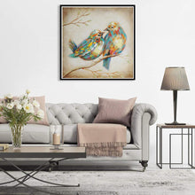 Charger l&#39;image dans la galerie, 2 oiseaux ornement - diamant rond complet - 30x30cm
