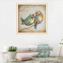 Charger l&#39;image dans la galerie, 2 oiseaux ornement - diamant rond complet - 30x30cm
