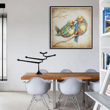 Charger l&#39;image dans la galerie, 2 oiseaux ornement - diamant rond complet - 30x30cm
