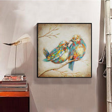 Charger l&#39;image dans la galerie, 2 oiseaux ornement - diamant rond complet - 30x30cm
