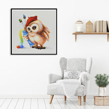 Charger l&#39;image dans la galerie, Hibou littéraire - diamant rond complet - 30x30cm
