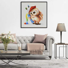 Charger l&#39;image dans la galerie, Hibou littéraire - diamant rond complet - 30x30cm
