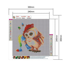 Charger l&#39;image dans la galerie, Hibou littéraire - diamant rond complet - 30x30cm

