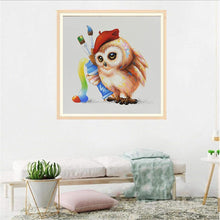 Charger l&#39;image dans la galerie, Hibou littéraire - diamant rond complet - 30x30cm
