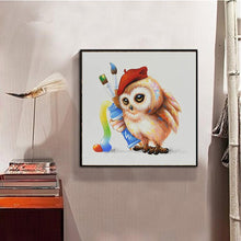 Charger l&#39;image dans la galerie, Hibou littéraire - diamant rond complet - 30x30cm
