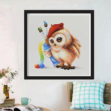 Charger l&#39;image dans la galerie, Hibou littéraire - diamant rond complet - 30x30cm
