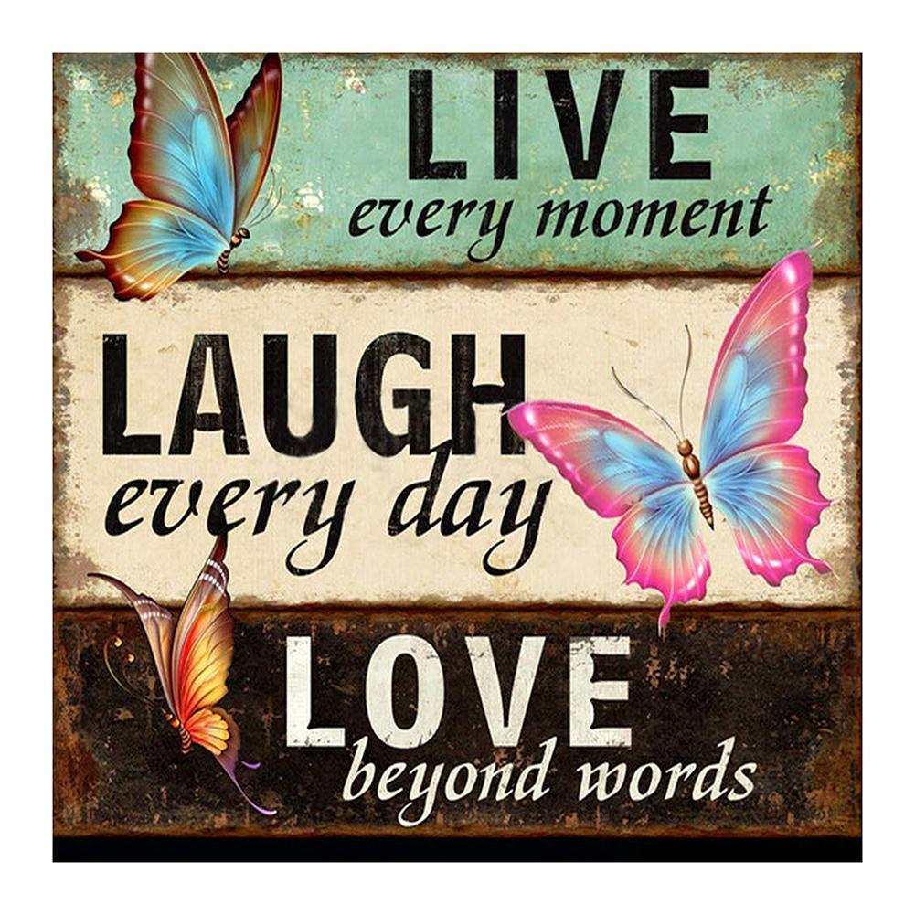 Papillon de lettre - diamant rond complet - 30x30cm