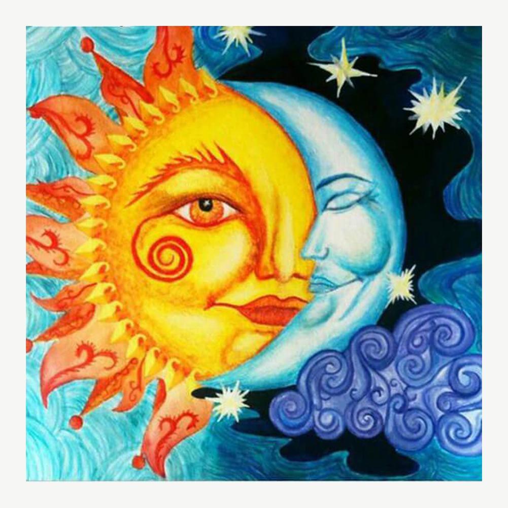 Soleil et lune - peinture pleine diamant - 30x30cm