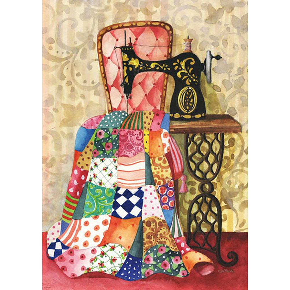 Machine à coudre - peinture en diamant complet - 40x30cm