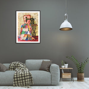 Machine à coudre - peinture en diamant complet - 40x30cm