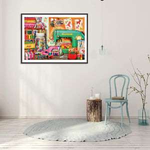 Machine à coudre - peinture en diamant complet - 40x30cm