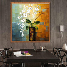 Charger l&#39;image dans la galerie, Fleurs sur pile - diamant rond complet - 30x30cm
