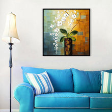 Charger l&#39;image dans la galerie, Fleurs sur pile - diamant rond complet - 30x30cm
