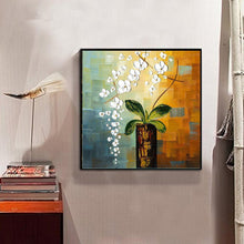 Charger l&#39;image dans la galerie, Fleurs sur pile - diamant rond complet - 30x30cm
