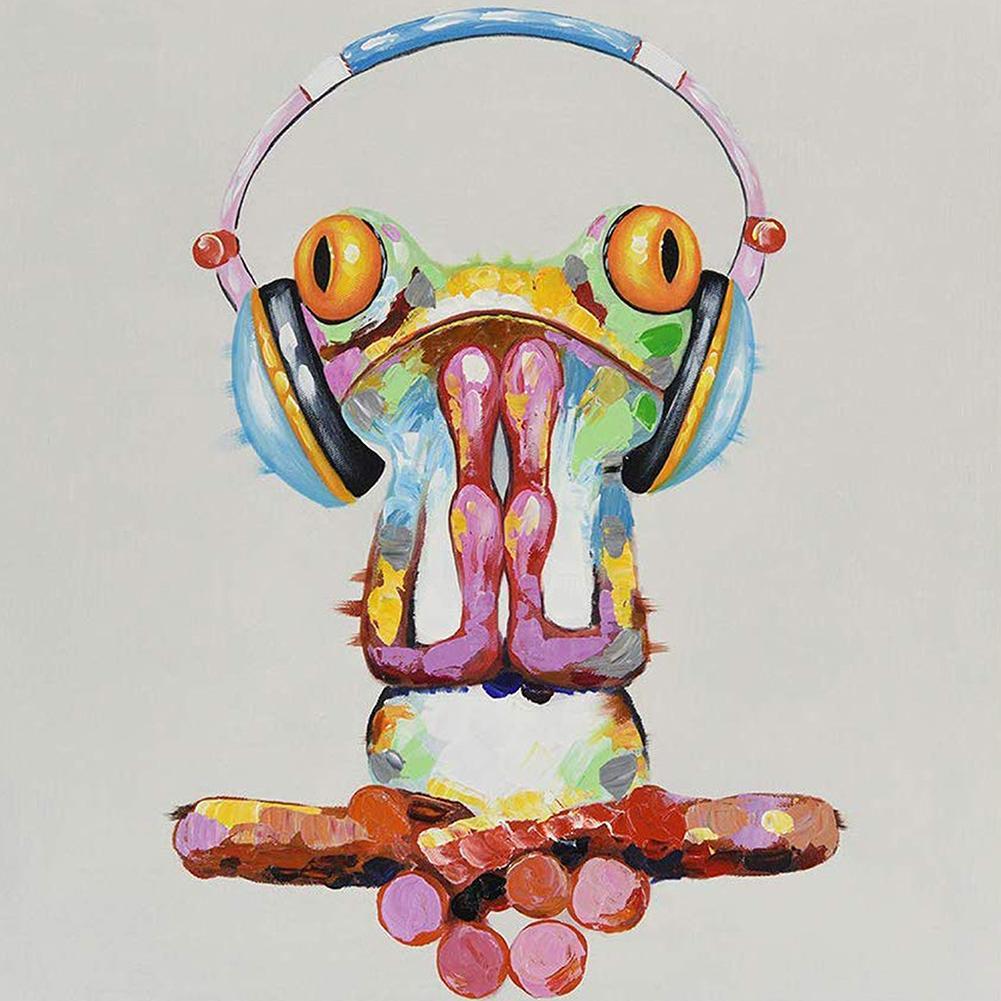 Grenouille de musique - diamant rond complet - 30x30cm