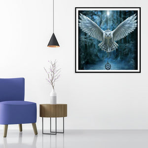 Hibou volant - peinture en diamant complet - 30x30cm