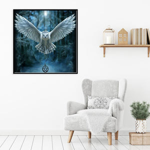 Hibou volant - peinture en diamant complet - 30x30cm