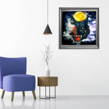 Charger l&#39;image dans la galerie, Loup et lune - diamant plein rond - 30x30cm
