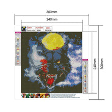 Charger l&#39;image dans la galerie, Loup et lune - diamant plein rond - 30x30cm
