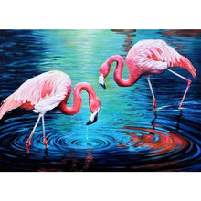 Charger l&#39;image dans la galerie, Oiseaux roses - peinture en diamant complet - 40x30cm
