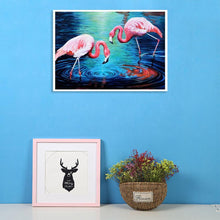 Charger l&#39;image dans la galerie, Oiseaux roses - peinture en diamant complet - 40x30cm
