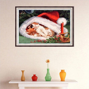 Chat - peinture en diamant complet - 40x30cm
