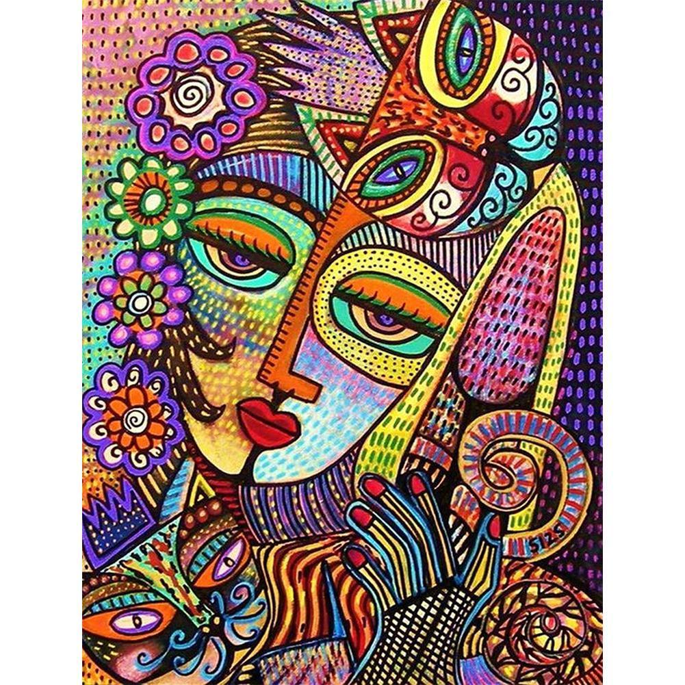 Visage humain - diamant rond complet - 30x40cm