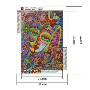 Visage humain - diamant rond complet - 30x40cm