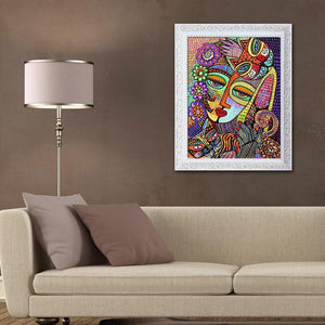 Visage humain - diamant rond complet - 30x40cm