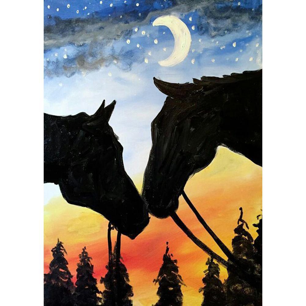 Mur de cheval - peinture complète de diamant - 40x30cm