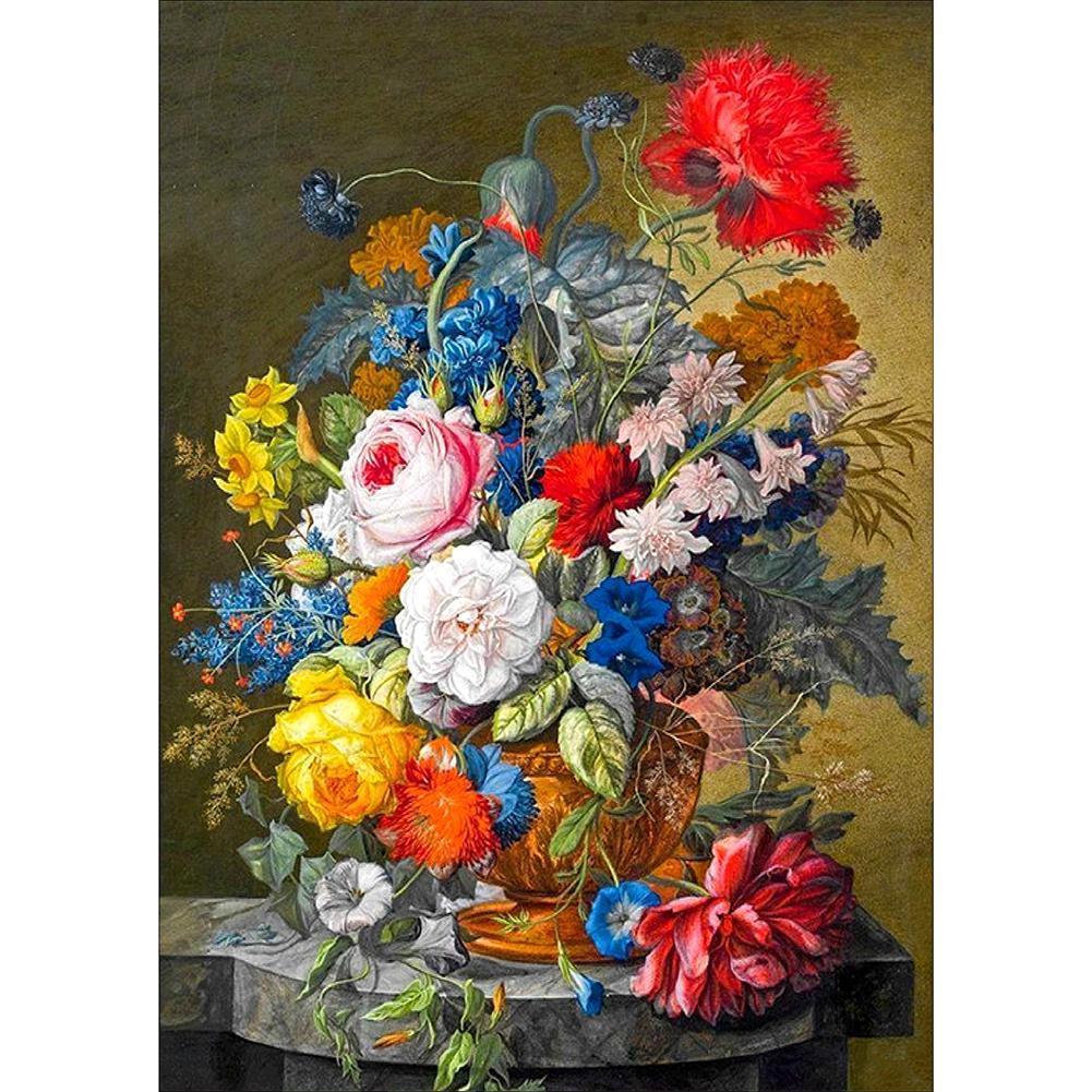 Fleurs - peinture en diamant complet - 40x30cm