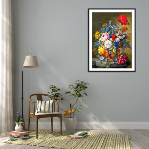 Fleurs - peinture en diamant complet - 40x30cm