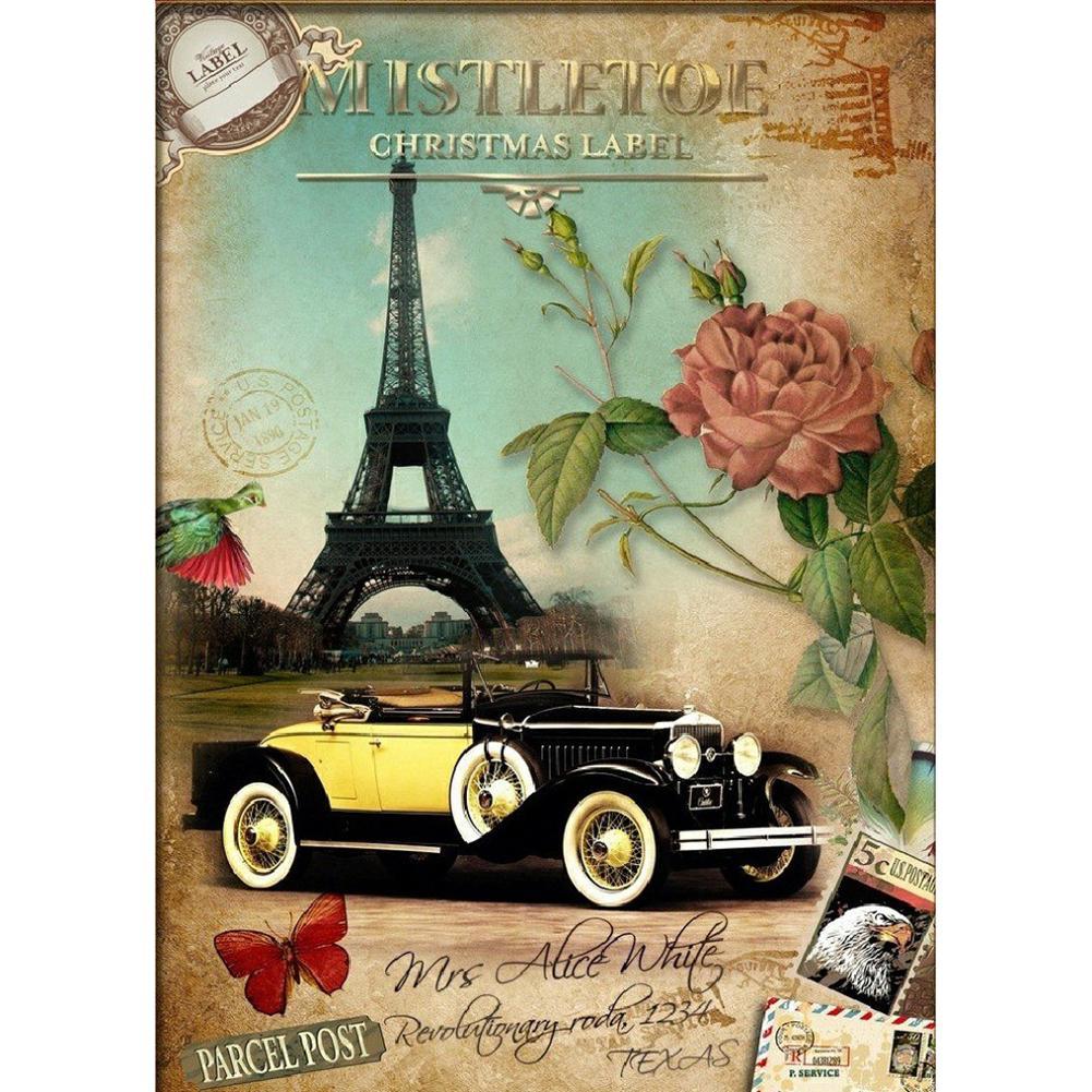 Voiture - peinture en diamant complet - 40x30cm