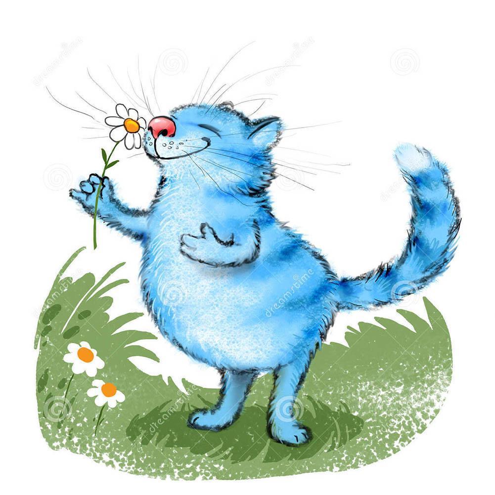 Chat - diamant rond complet - 30x30cm
