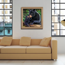 Charger l&#39;image dans la galerie, Ours noir - diamant rond complet - 30x30cm
