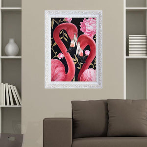 Oiseau rose - peinture complète de diamant - 40x30cm