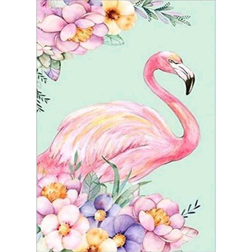 Oiseau rose - peinture complète de diamant - 40x30cm