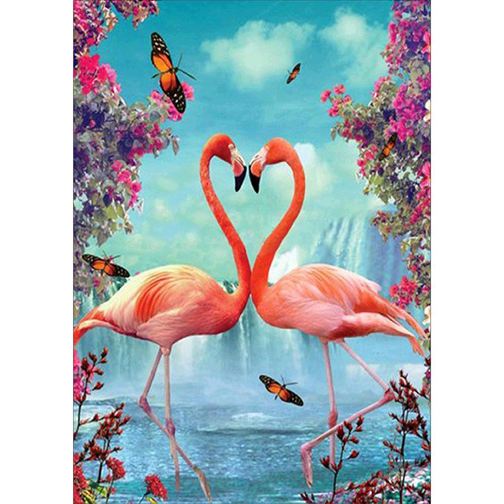 Oiseau rose - peinture complète de diamant - 40x30cm