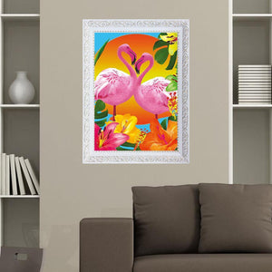 Oiseau rose - peinture complète de diamant - 40x30cm